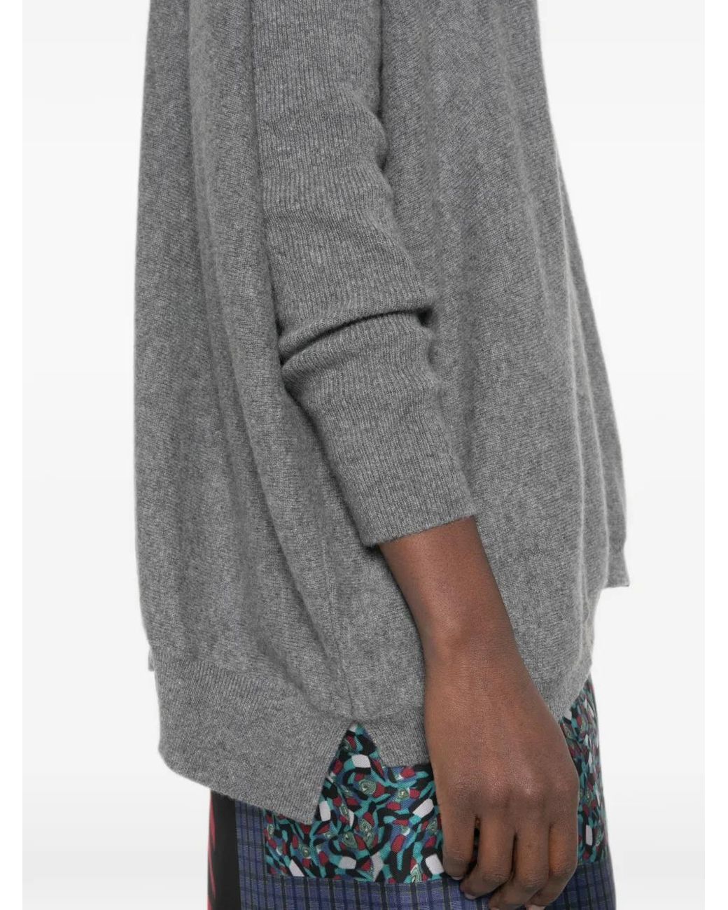 Kujten Gray Side-Slit Sweater