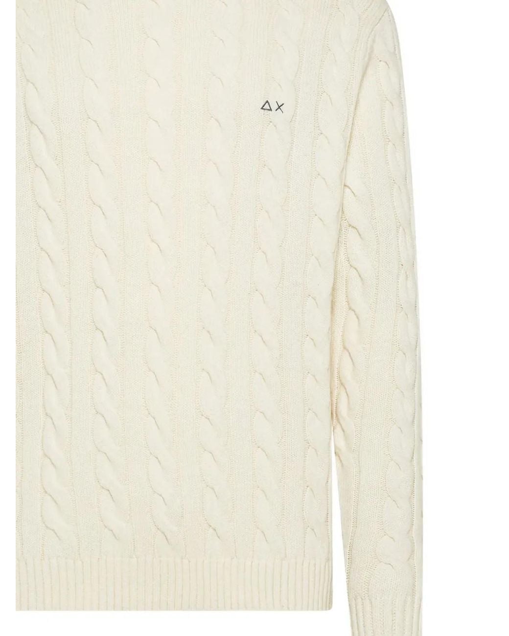 Sun 68 White Cable-Knit Turtleneck Sweater for men