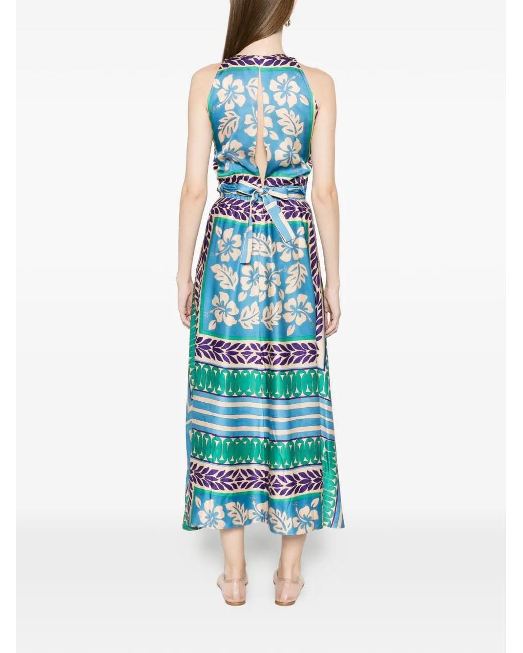 Sandro Blue Floral Print Maxi Dress