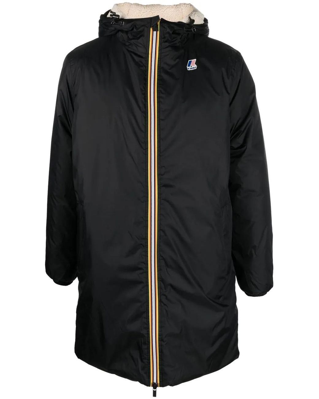 K-Way Black Logo-Embroidered Parka Coat for men