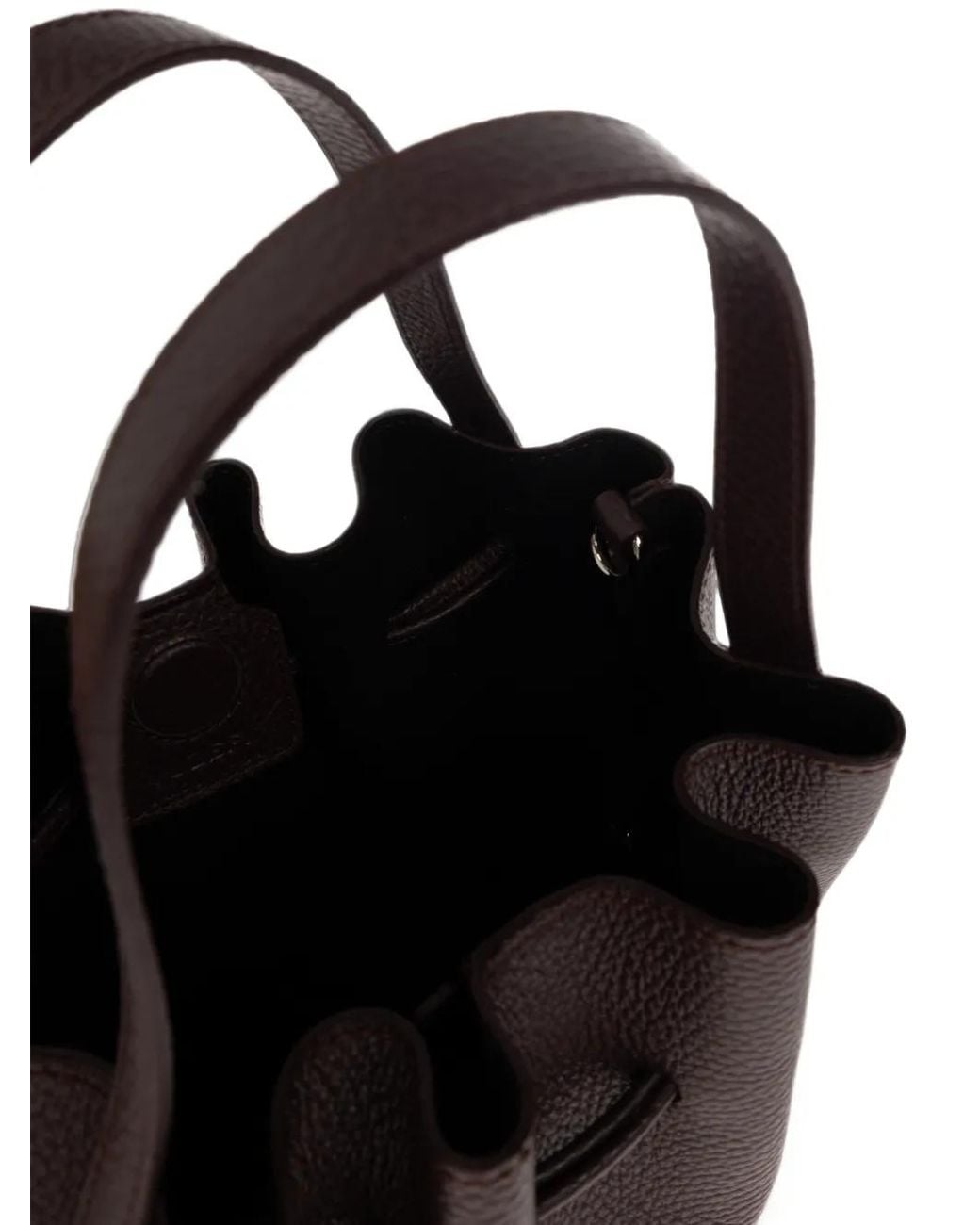Yuzefi Black Scallop Mini Leather Bucket Bag