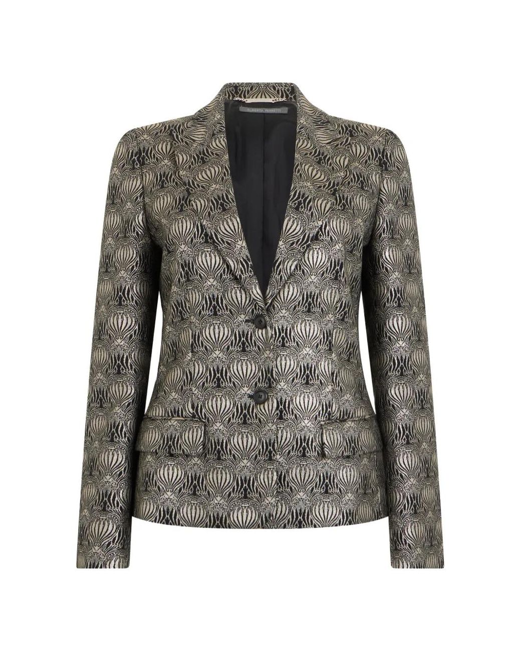 Alberta Ferretti Black Patterned Single-Breasted Blazer