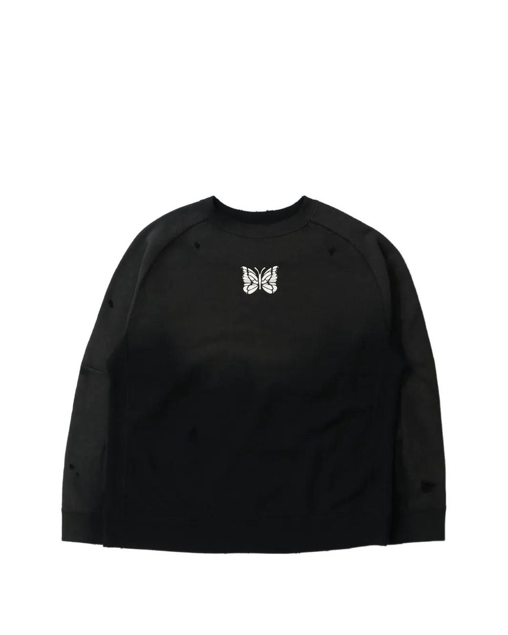 Needles Black Deconstructed Distressed Sweatshirt for men
