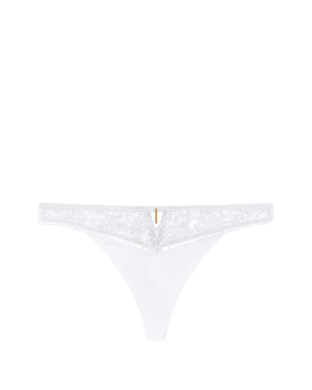 Aubade White Satin Memories Embroidered Thong