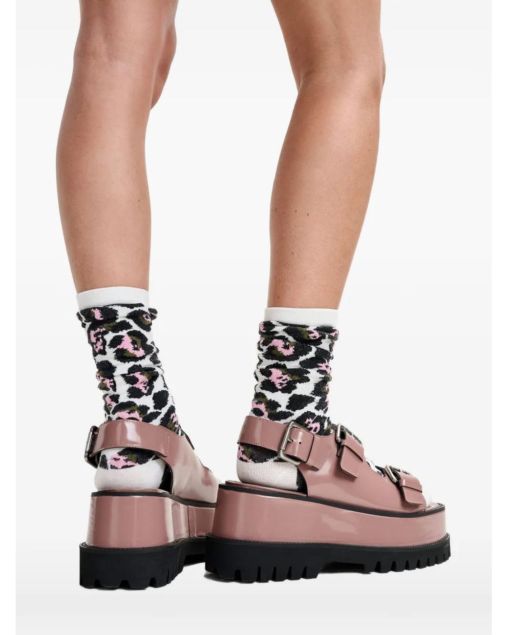 Essentiel Antwerp Brown Buckle Platform Sandals