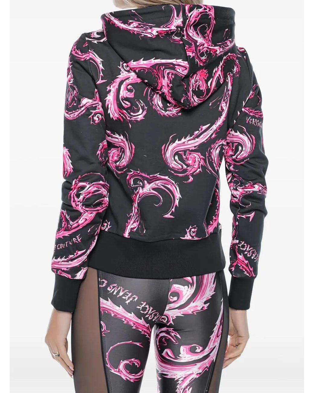 Versace Jeans Couture Black Patterned Hooded Jacket