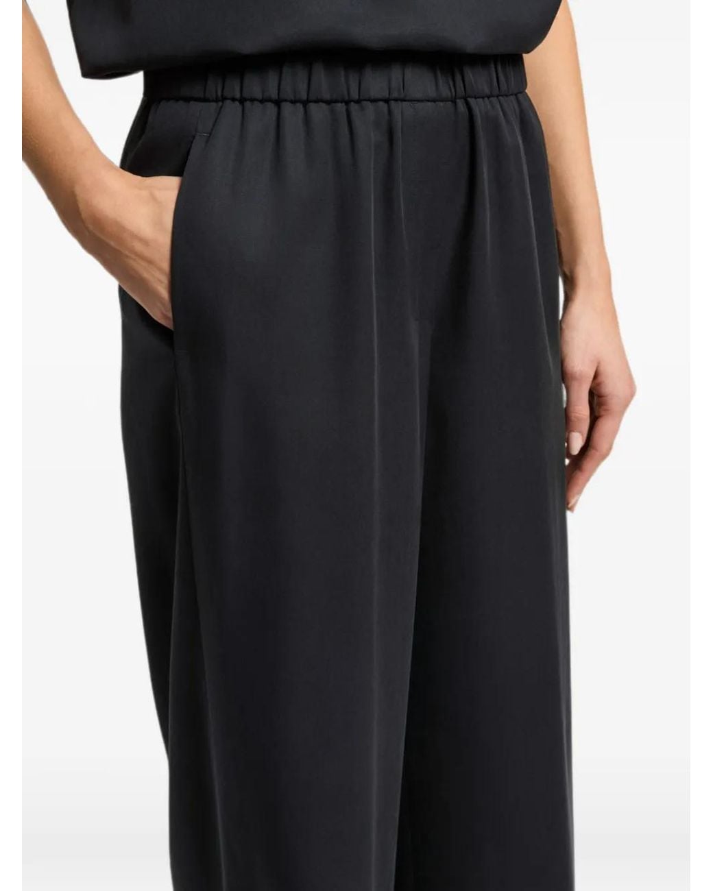 Peserico Black Elasticated-Waistband Trousers