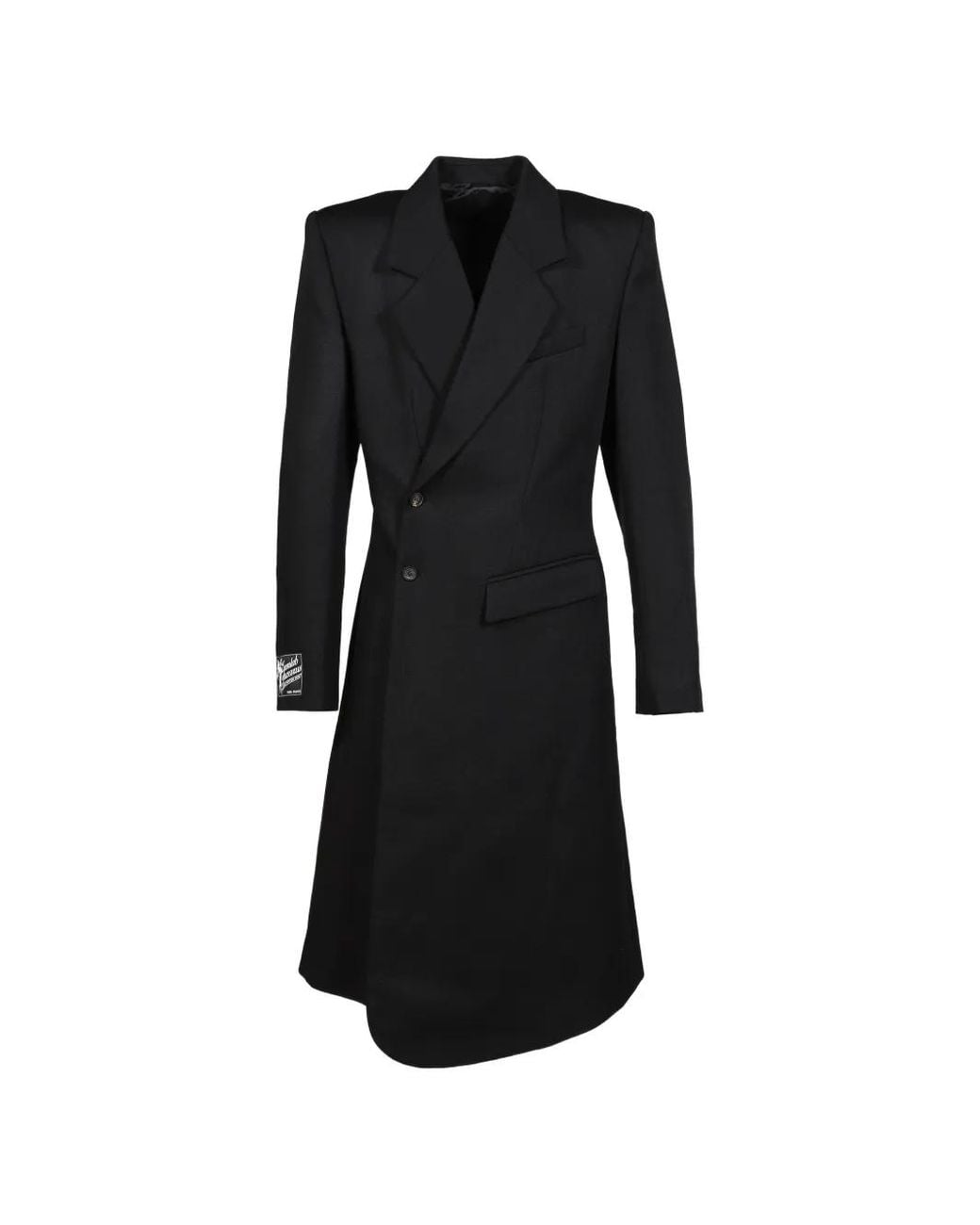 Egonlab Black Asymmetric Double-Breasted Coat for men