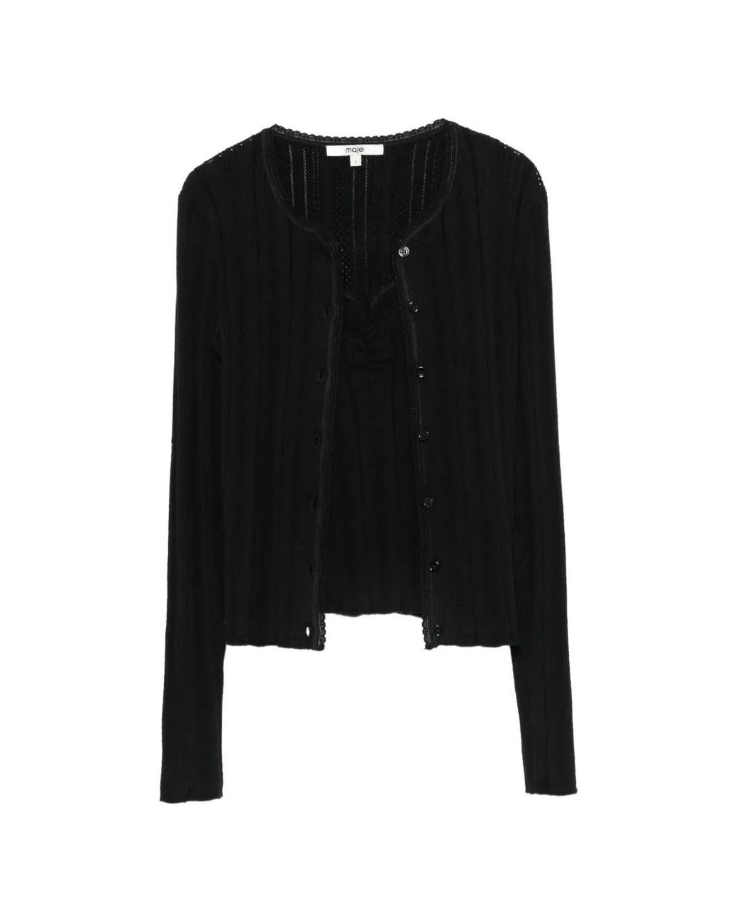 Maje Black Pointelle Knit Twinset