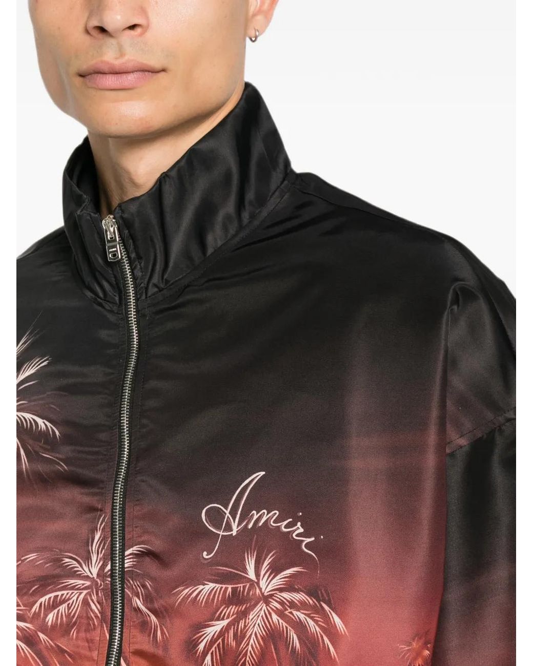 Amiri Red Zip-Up Jacket With Palm Print for men