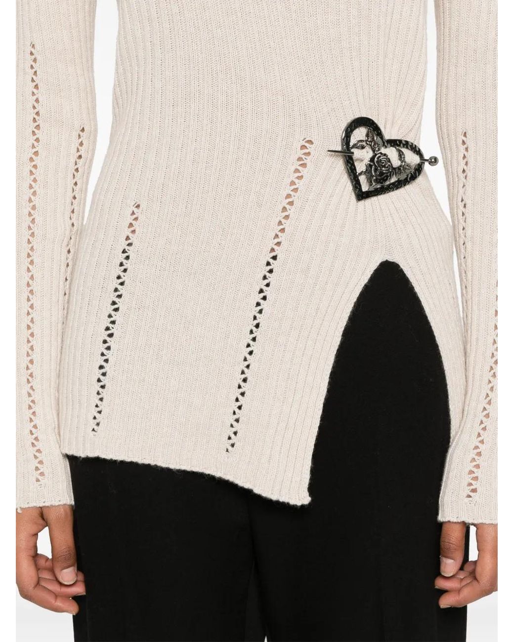 Twinset Natural Brooch-Detail Top
