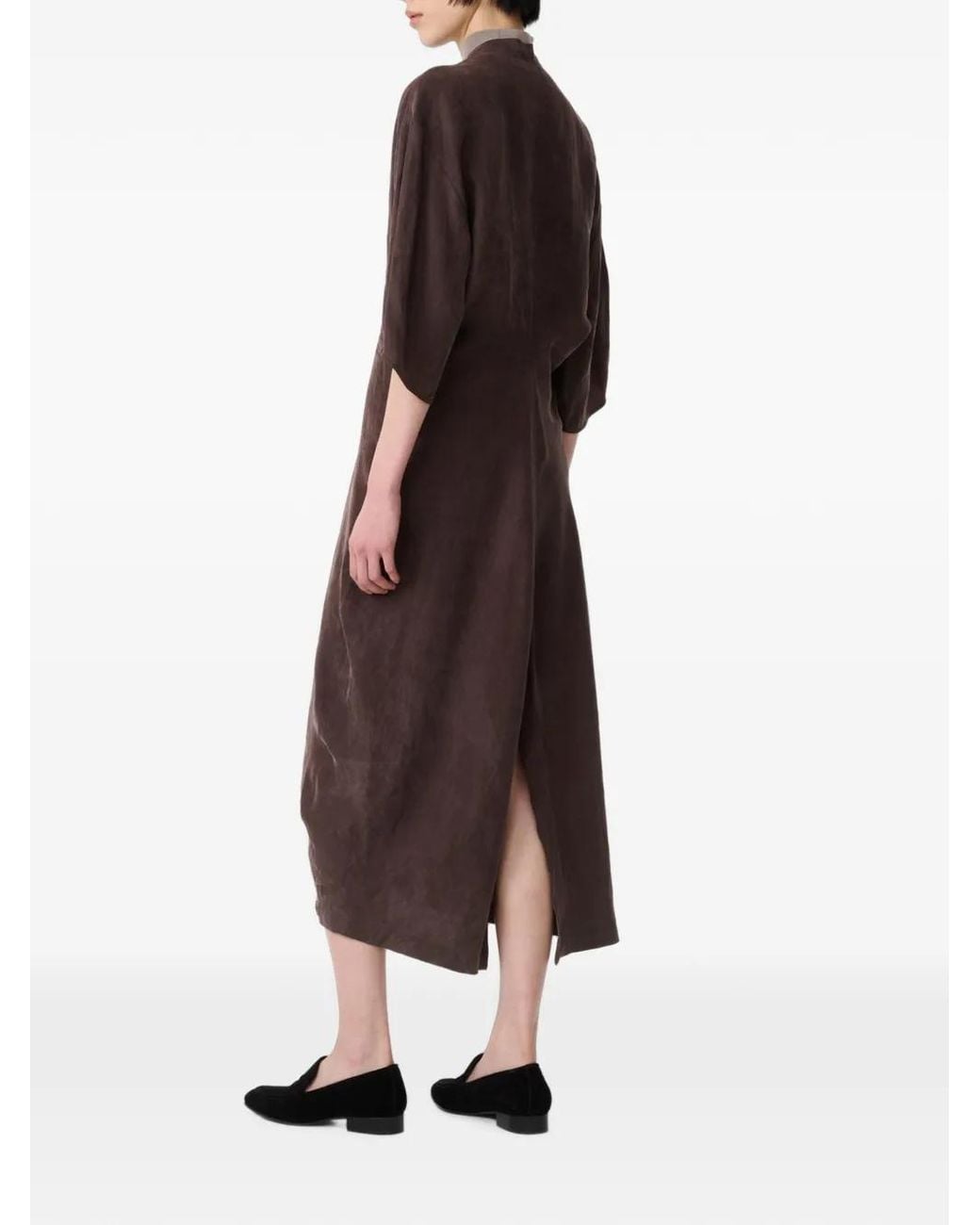 Studio Nicholson Brown Midi Yosha Banana-Curve Dress