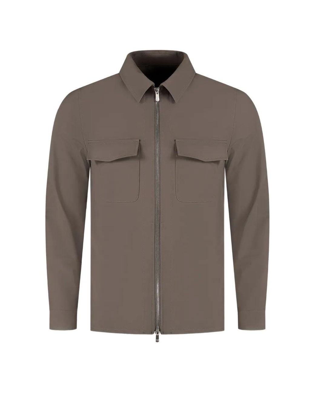 Marco Pescarolo Brown Urus Chest-Pockets Zip-Up Jacket for men