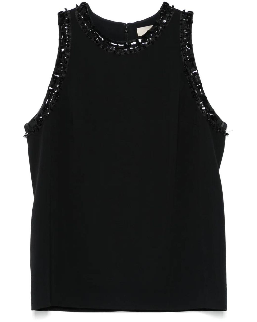 Elie Saab Black Embroidered Cady Top