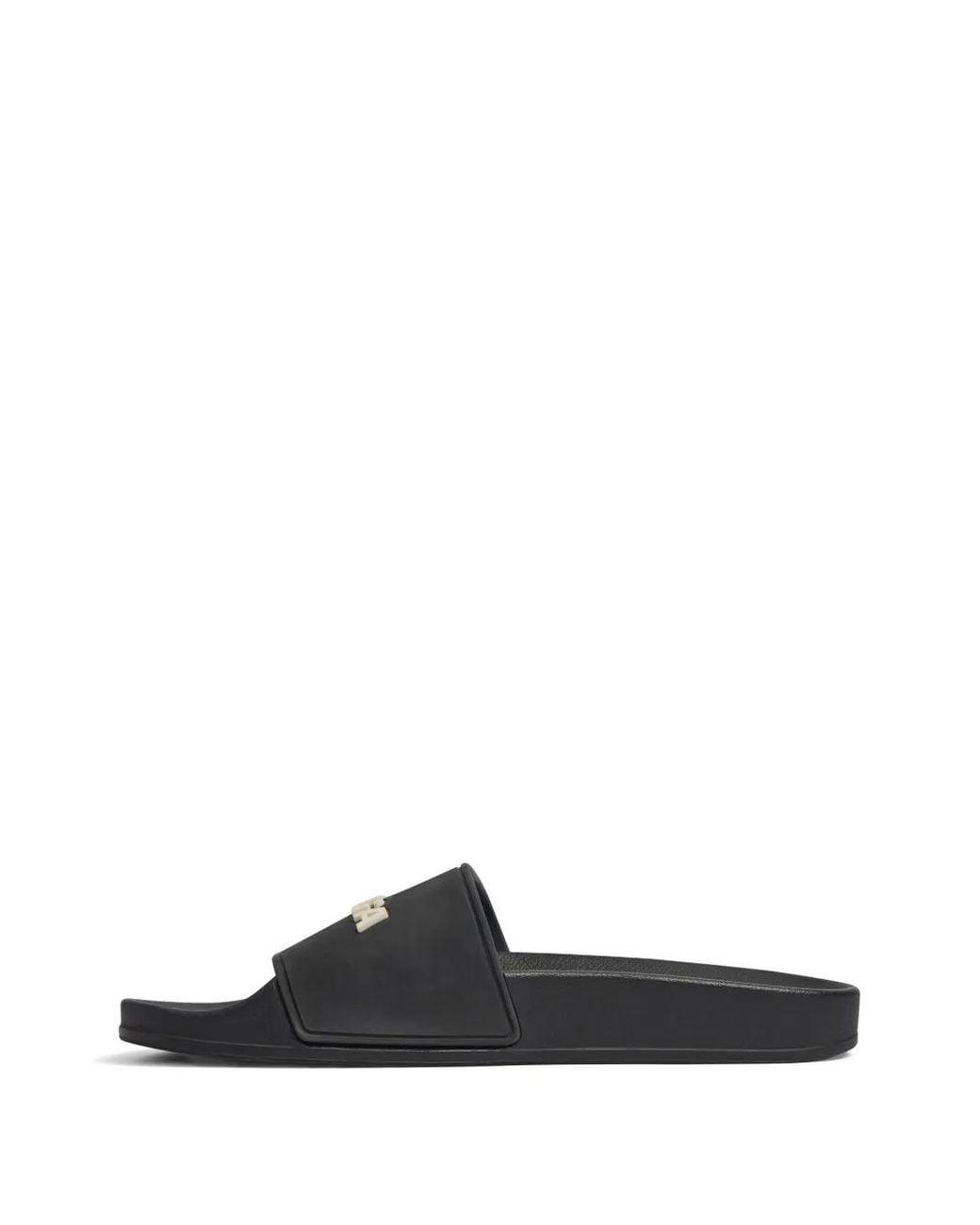 Balenciaga White Embossed-Logo Slides for men