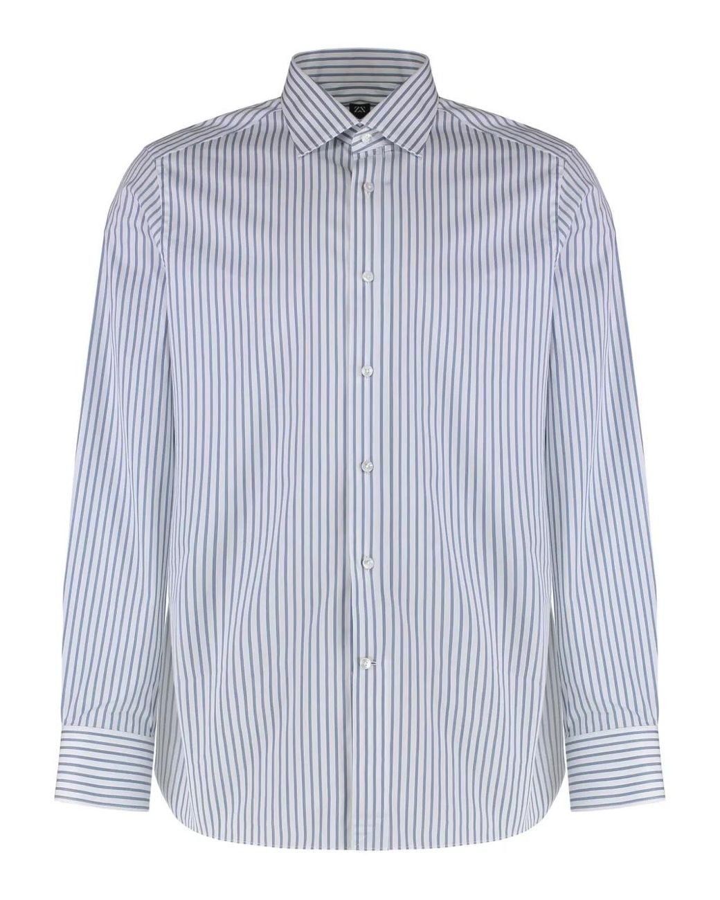 Zegna Blue Striped Shirt for men
