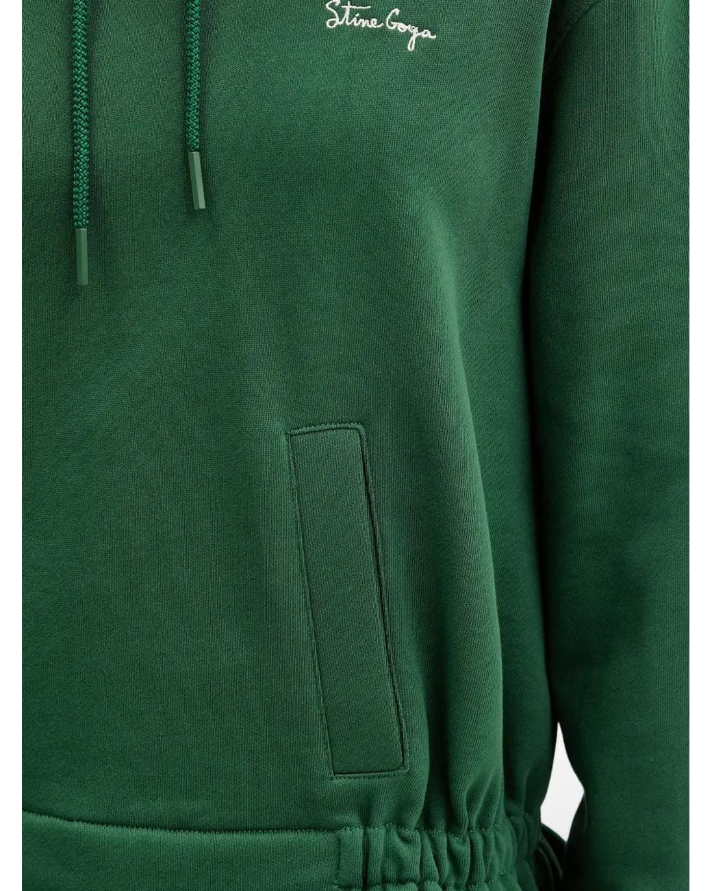 Stine Goya Green Drawstring-Fastening Ruffled Hoodie
