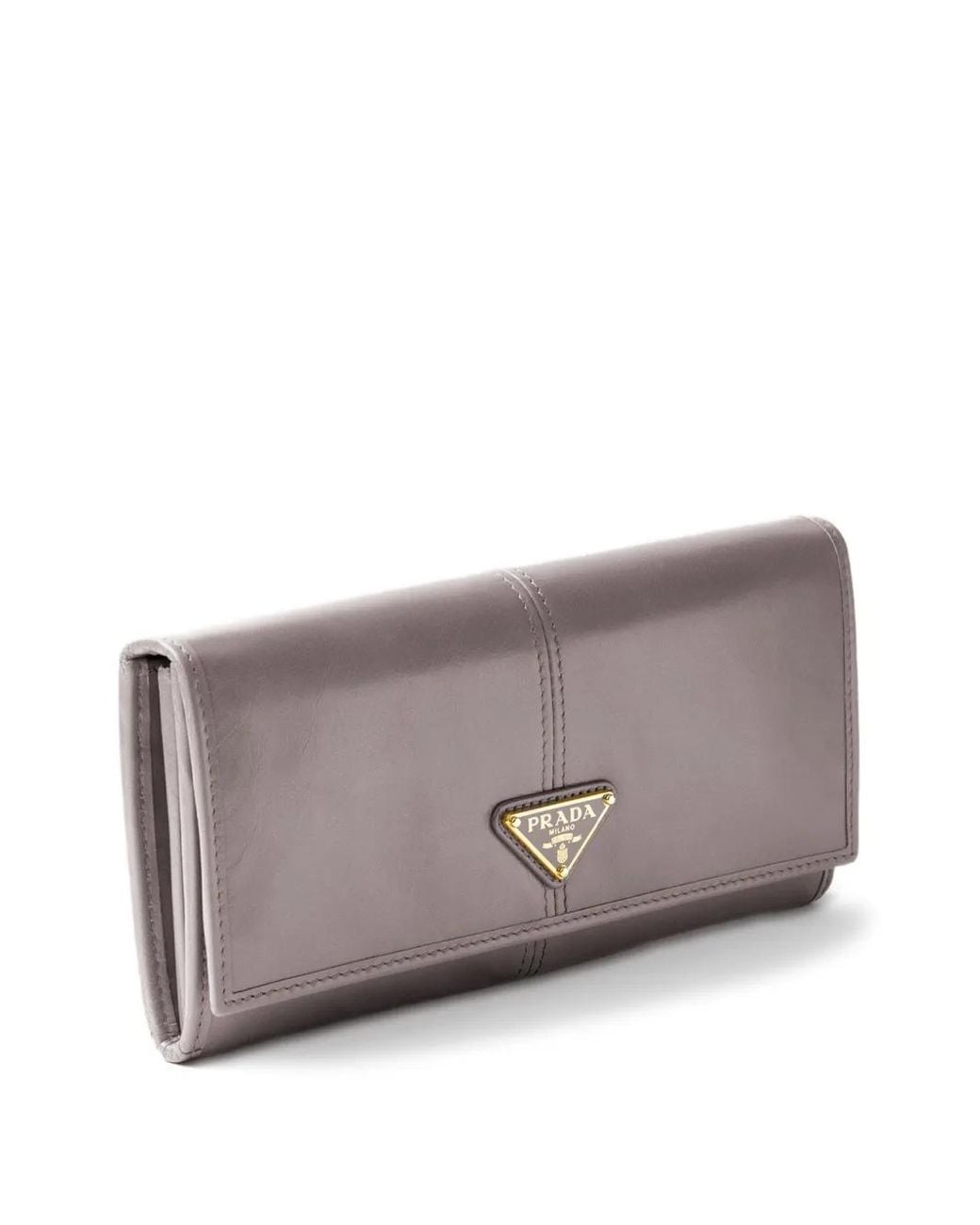 Prada Gray Large Triangle-Plaque Wallet