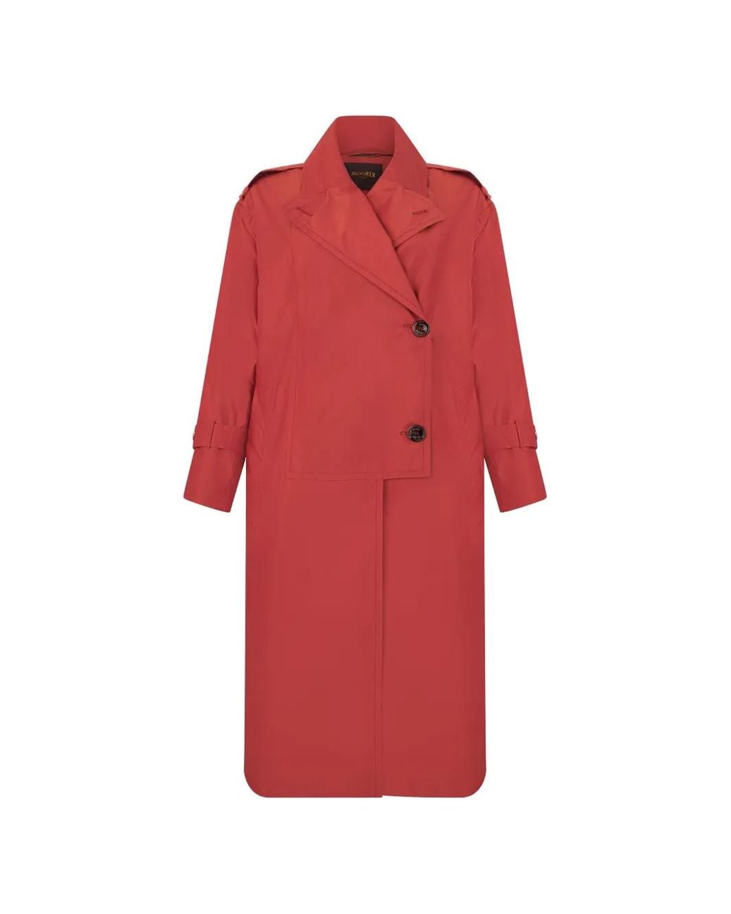 Moorer Red Double-Breasted Epaulette-Detail Coat