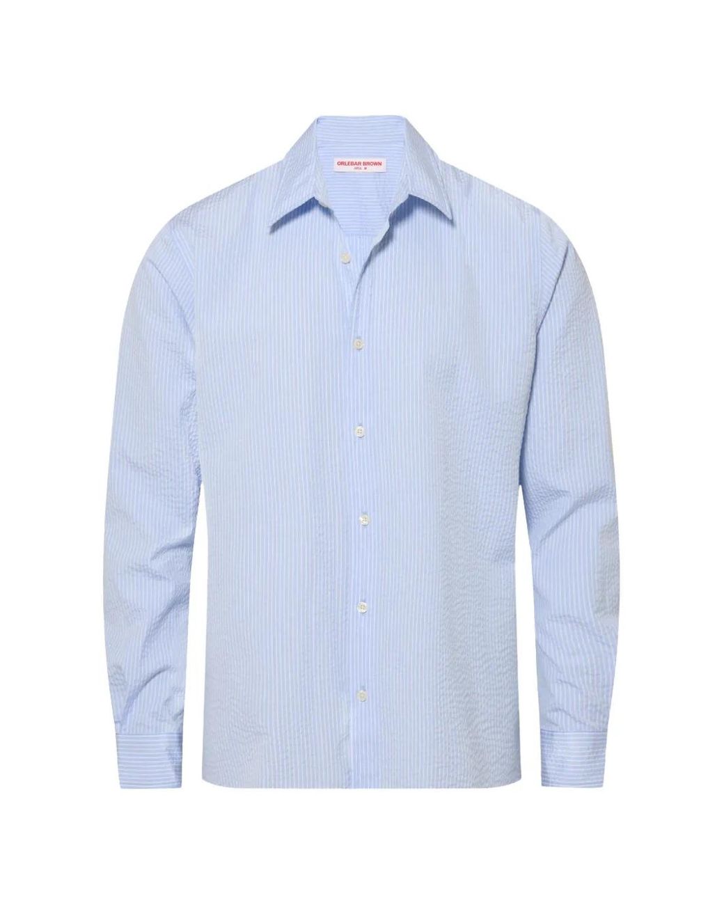 Orlebar Brown Blue Justin Seersucker-Stripe Shirt for men