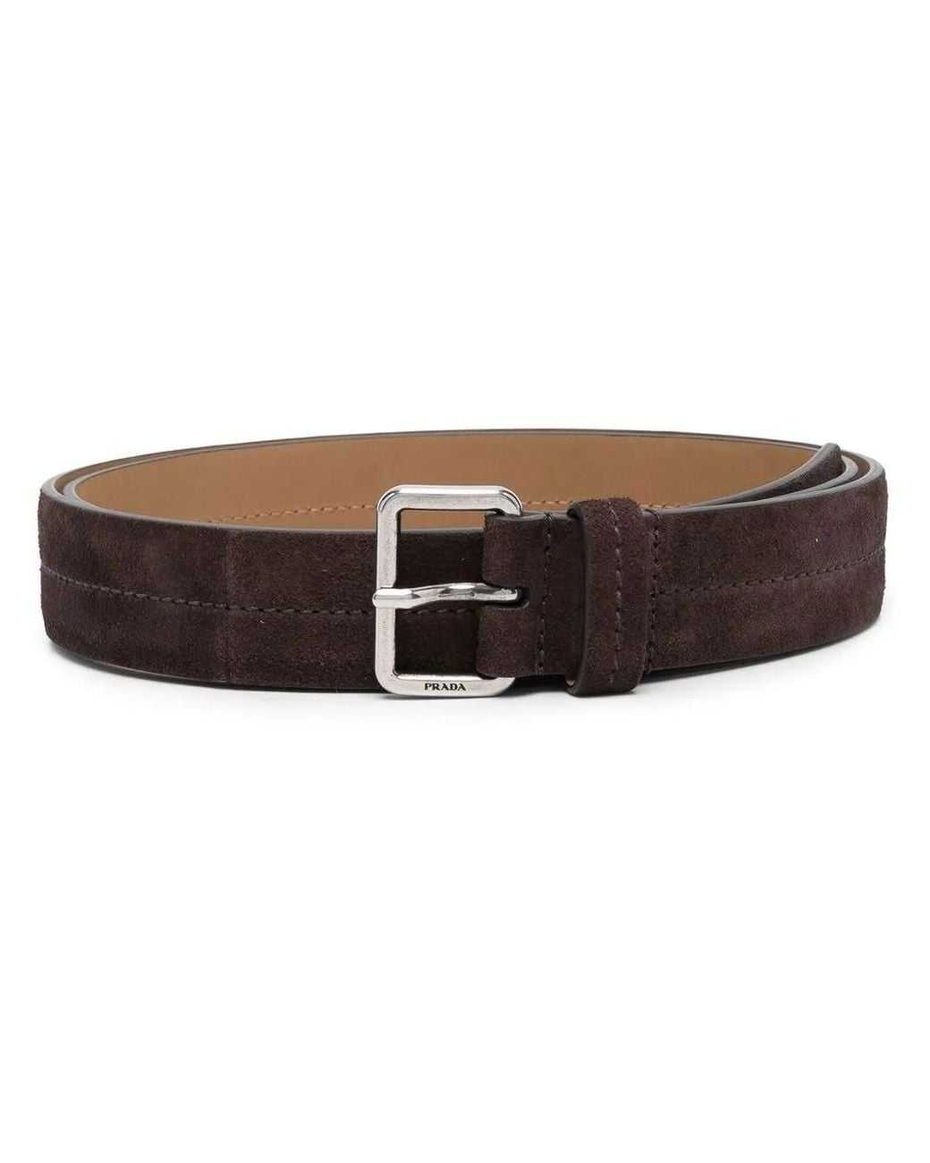 Prada Brown Engraved-Buckel Detail Belt for men