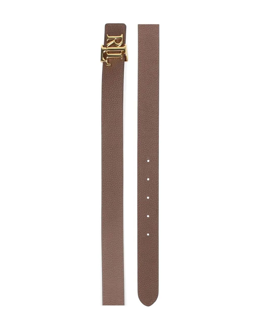 Ralph Lauren Brown Logo-Buckle Leather Belt
