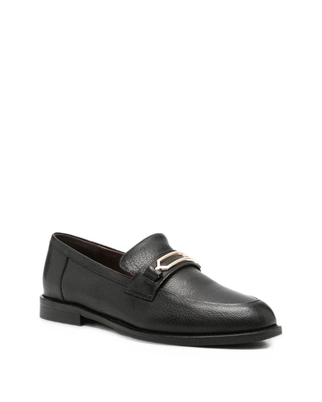 Pebbeld Linda Baumann Hardware-Detail Pebbled Leather Loafers in Black | Lyst