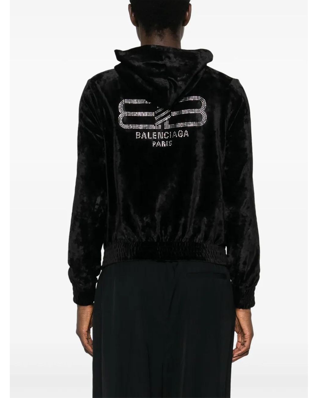 Balenciaga Blue Velvet Zip-Up Hoodie