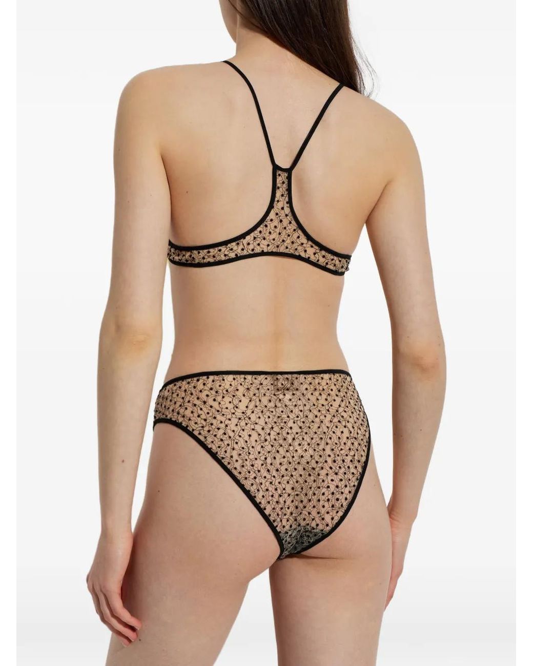 Tom Ford Natural Polka-Dot Lace-Trim Bra