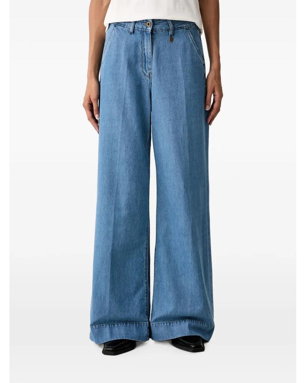 Aeronautica Militare Blue Wide-Leg Jeans