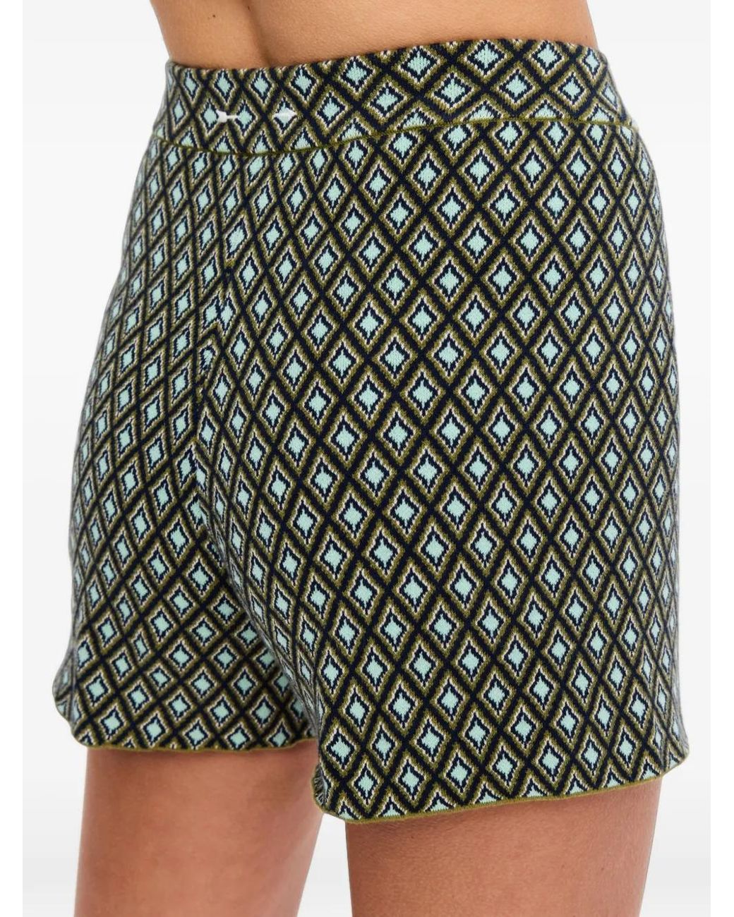 The Upside Green Viva Jaya Geometric-Knit Shorts