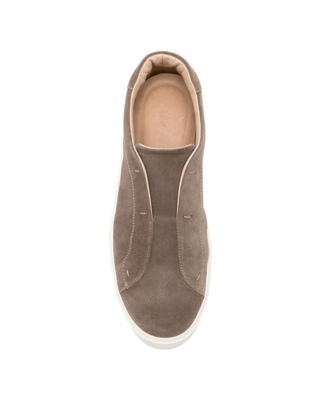 Eleventy Brown Slip-On Suede Sneakers for men