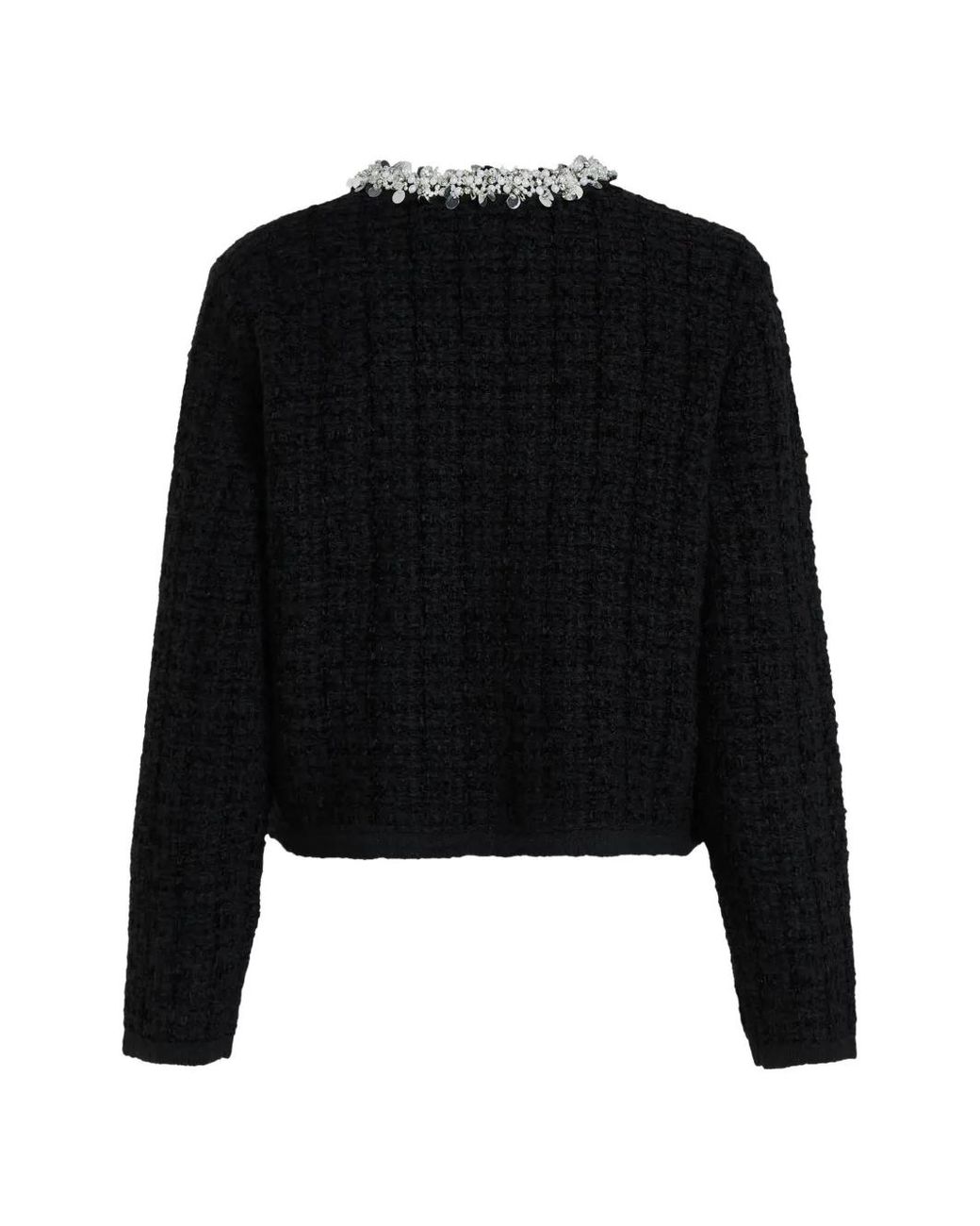 Karl Lagerfeld Black Textured Beaded Cardigan
