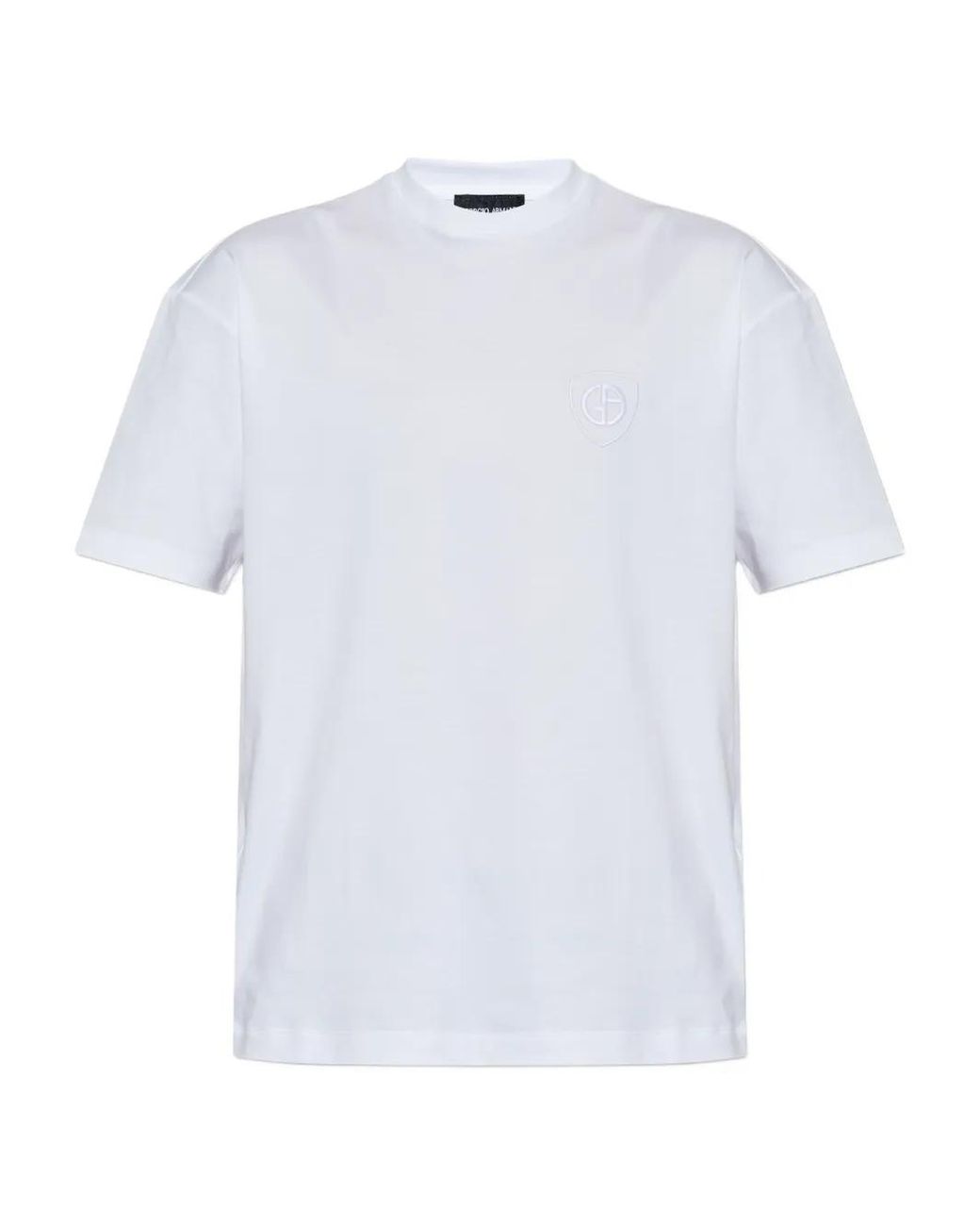 Giorgio Armani White Organic Cotton Interlock Crew-Neck T-Shirt for men