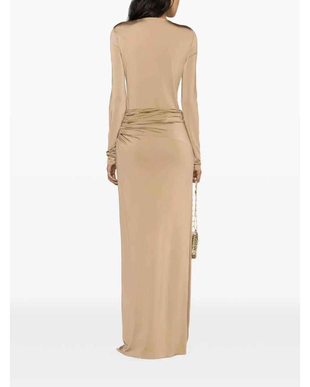 Magda Butrym Natural Neutral Satin Maxi Skirt