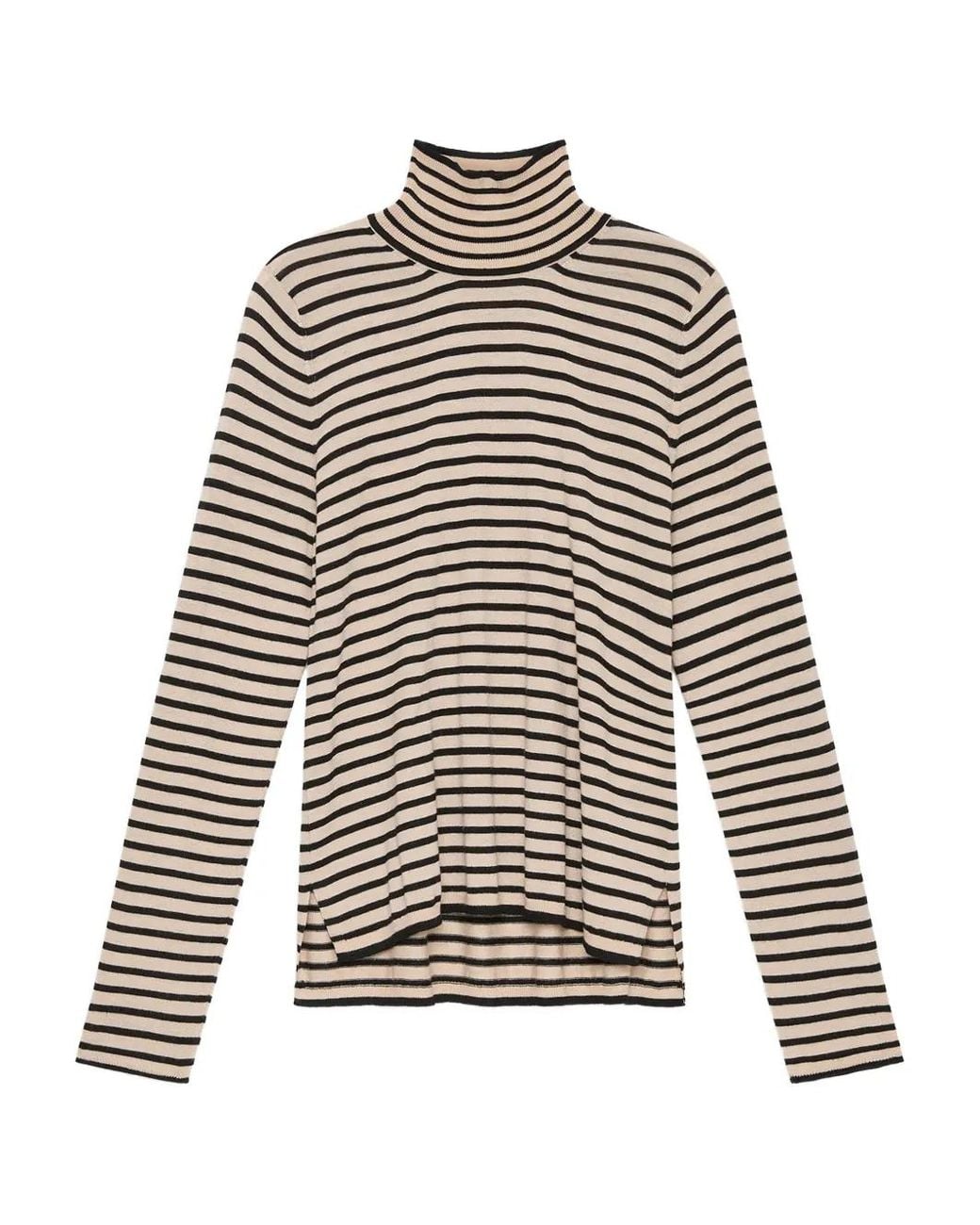 Maliparmi White Striped Turtleneck Top
