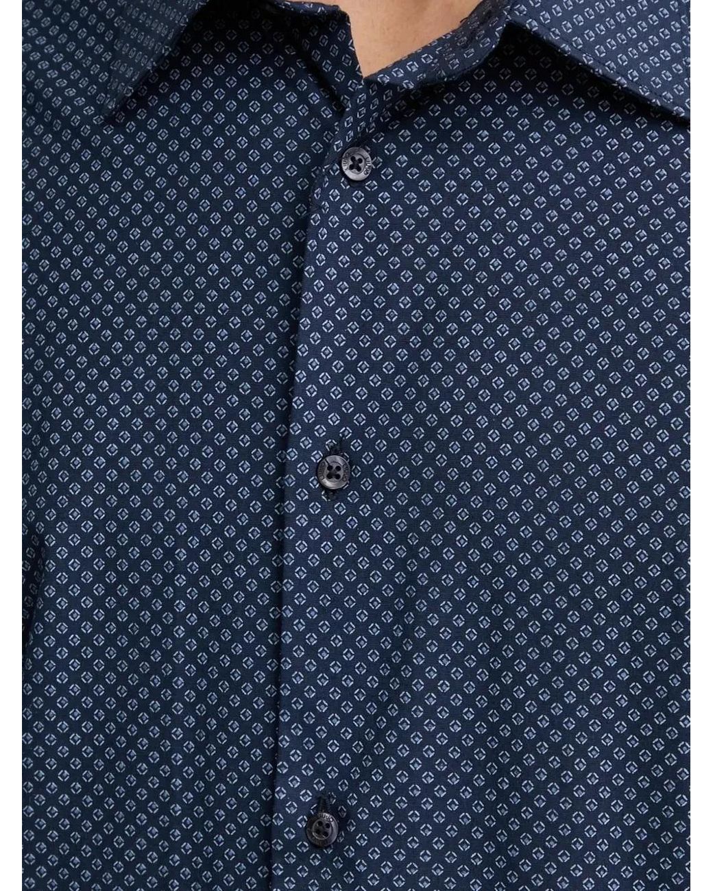 Liu Jo Blue Geometric-Print Buttoned Shirt for men