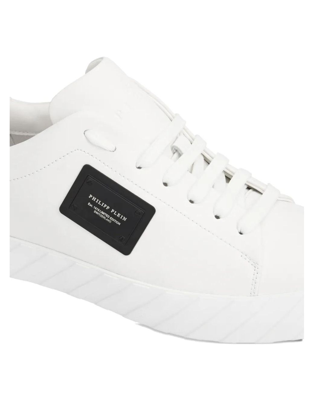 Philipp Plein White Logo-Detail Leather Sneakers