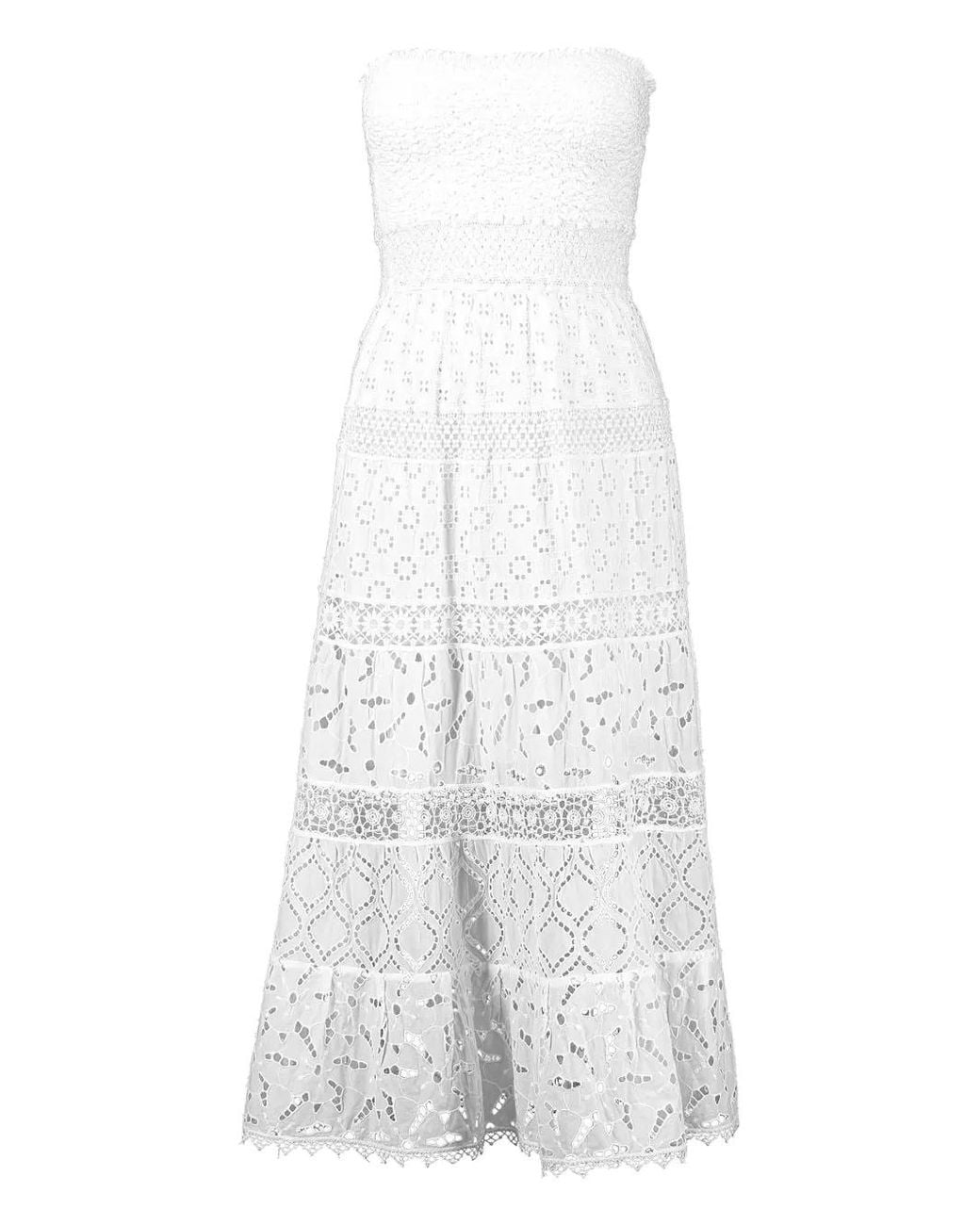 Temptation Positano White Savio Eyelet-Embroidered Dress