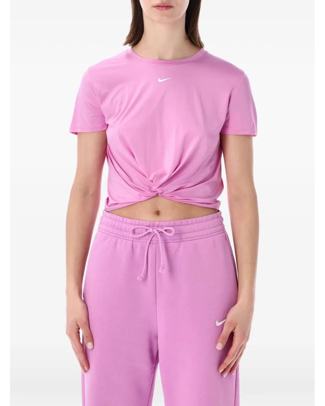 Nike Pink Knot Cropped T-Shirt