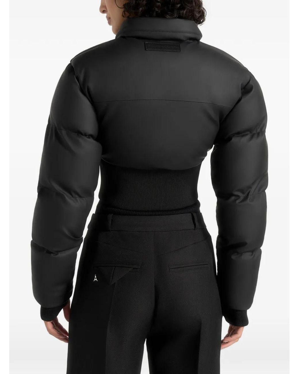Manière De Voir Black Dalya Matte Cropped Biker Puffer Jacket