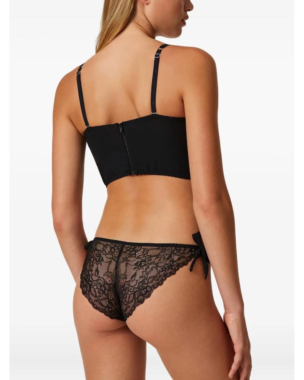 Twinset Black Lace Bow-Detail Briefs