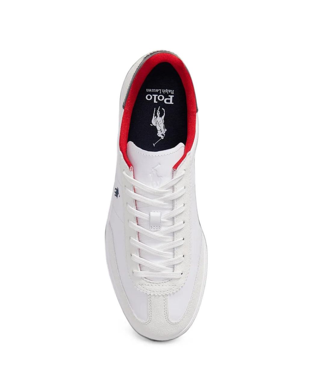 Polo Ralph Lauren White Logo-Embroidered Panelled Sneakers for men