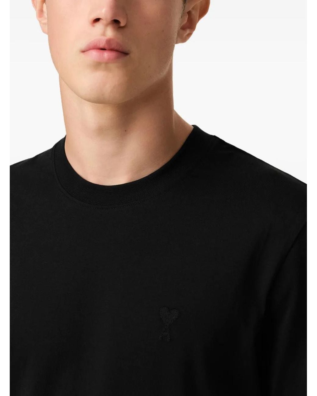 AMI Black Ami De Coeur Organic-cotton T-shirt