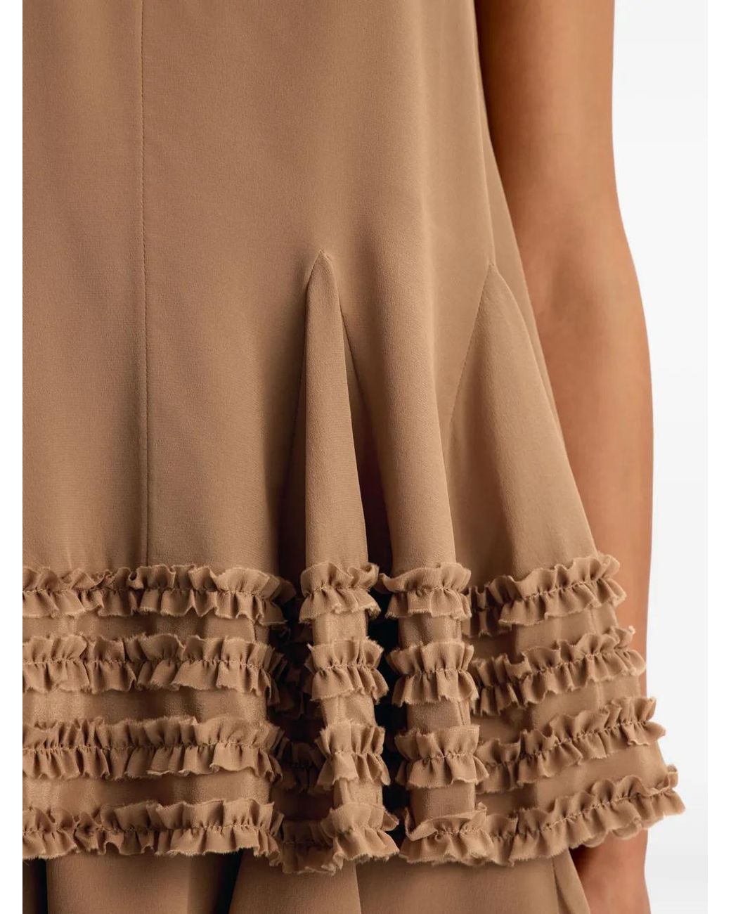 12 STOREEZ Brown Keyhole Ruffled Mini Dress