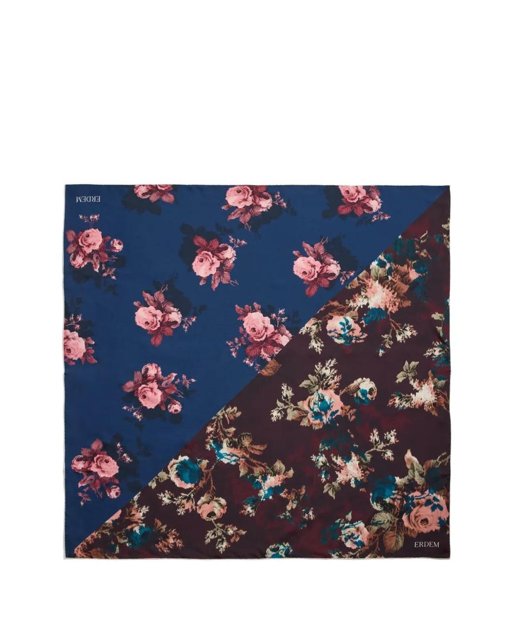 Erdem Blue Floral-Print Scarf