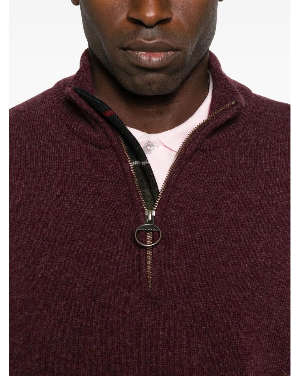 Barbour Purple High-Neck Half-Zip Sweater for men