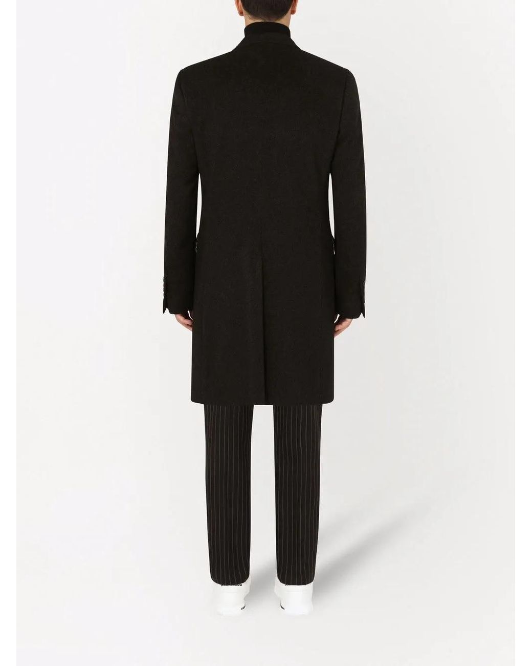 Dolce & Gabbana Black Single-Breasted Wool-Cashmere Coat for men