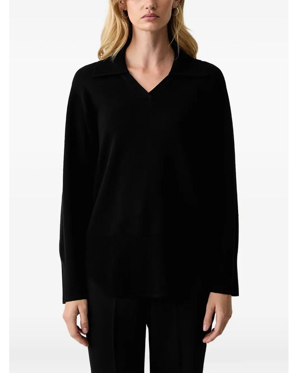 Silvian Heach Black V-Neck Polo Sweater