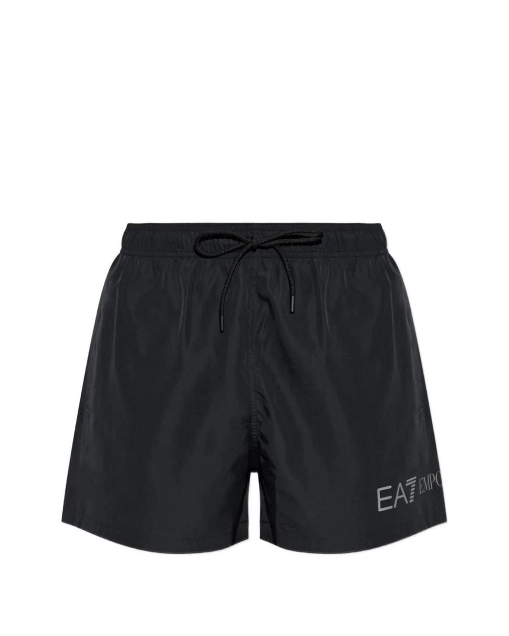 EA7 Black Logo-Print Drawstring Swim Shorts for men